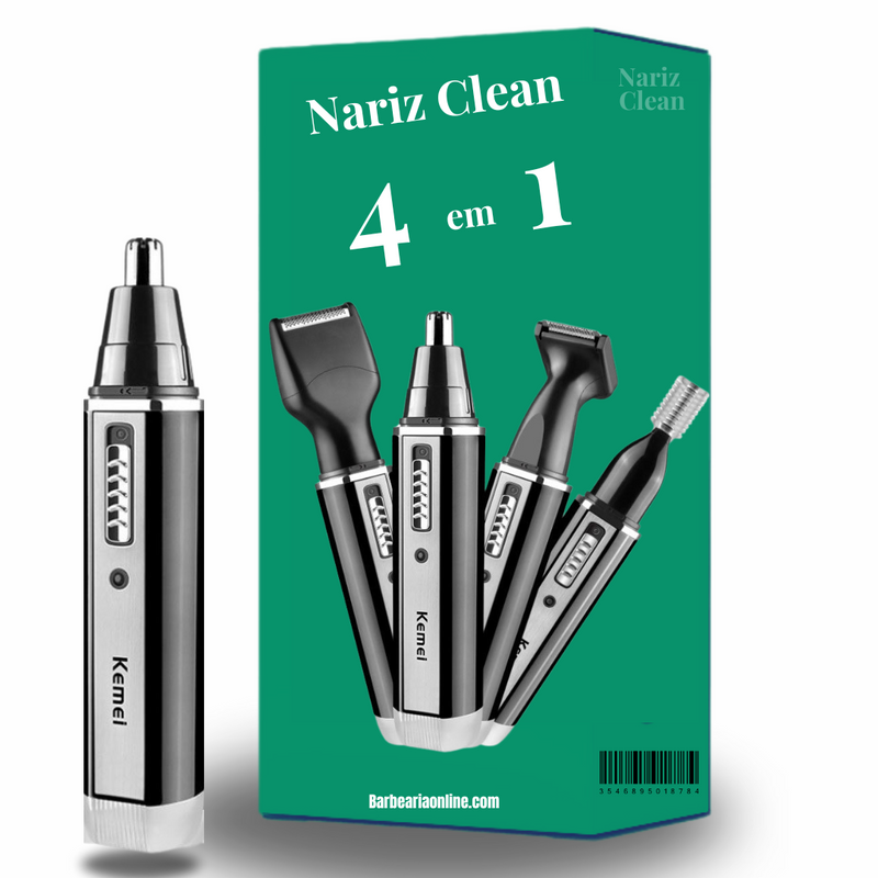 NARIZ CLEAN 4x1 - Aparador de pelo elétrico para nariz e orellha